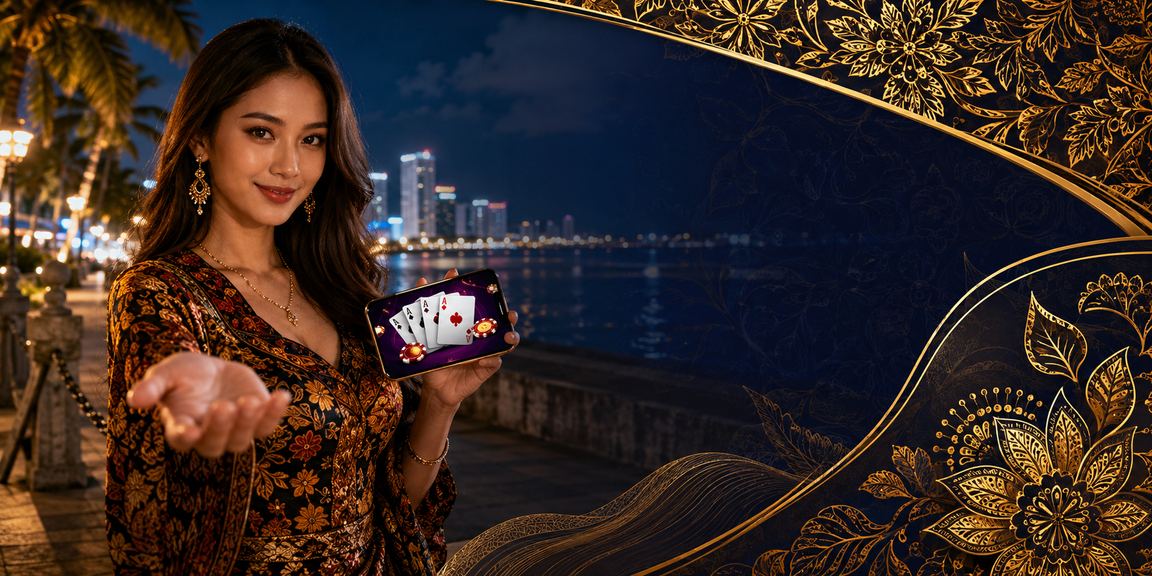 Suasana meja permainan kasino bergaya batik di Penang dengan pemain aktif bermain